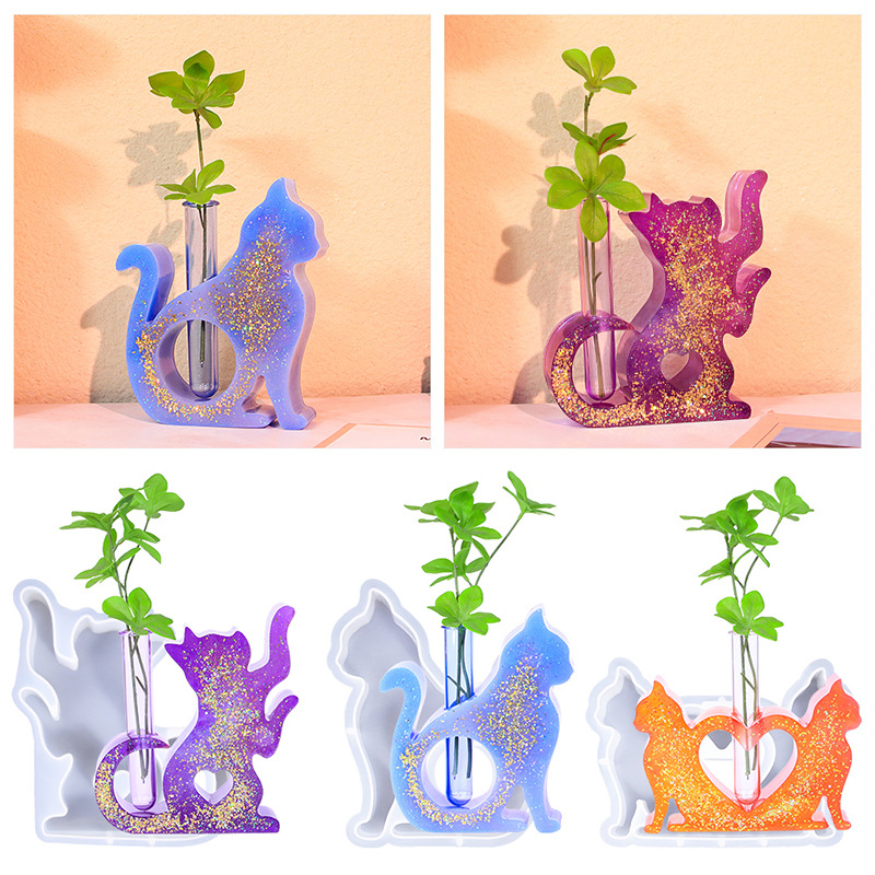Florist Supply Vases - Cat Shaped Resin Molds Vase Silicone
