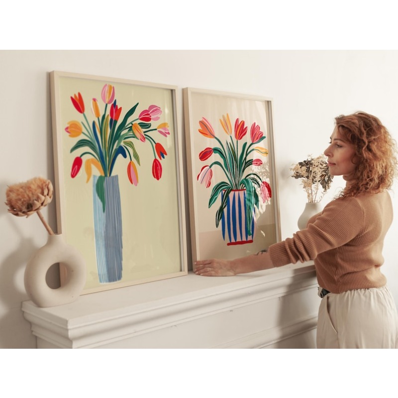 2pcs Tulip Flowers Canvas Wall - огляд і ціна Florist Supply Vases